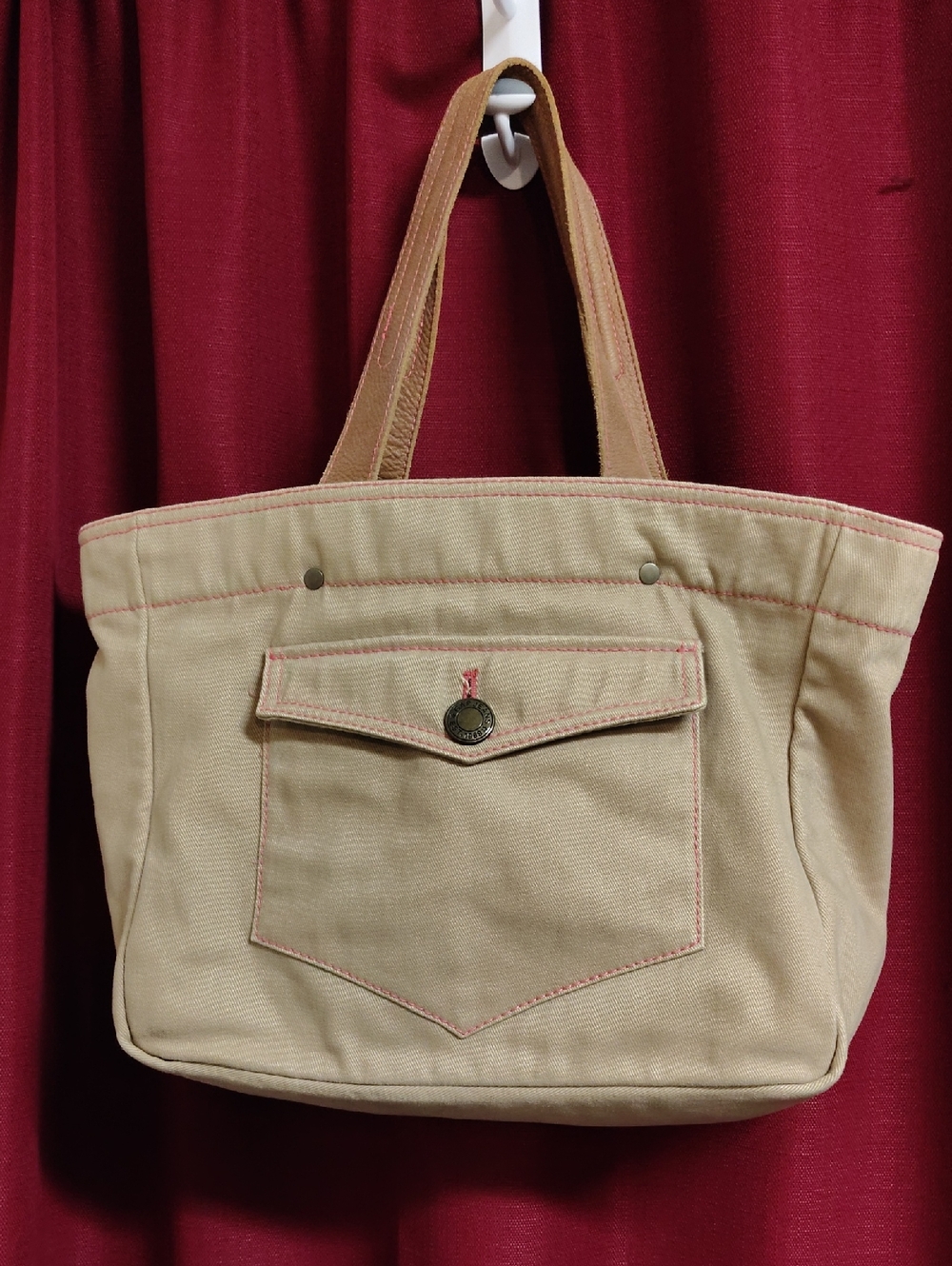 Y2K Gap Canvas Tote Bag in Beige with Front Pocket